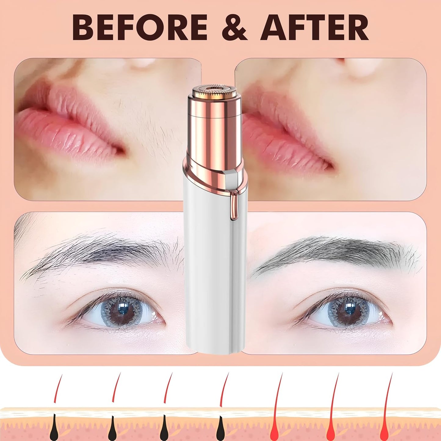 Eyebrow Trimmer | Facial Hair Removal Machine For Women | Private Part Epilator |  Chin Cheek Upper Lip Remover Razor
