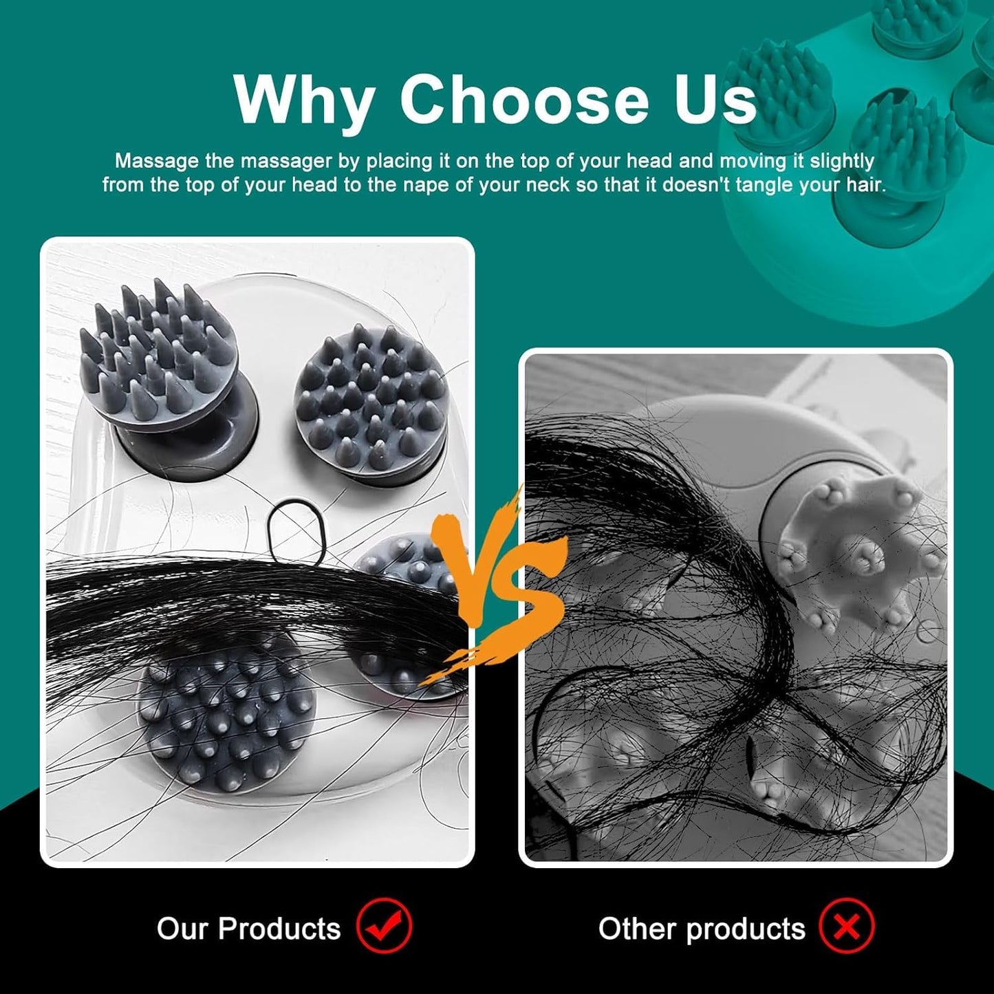 Scalp Massager, Rechargeable Electric Head Kneading Massager, 3 Speed Modes, Handheld Portable Head Scratcher Massager for Hair Growth, Deep Clean & Stress Relax.