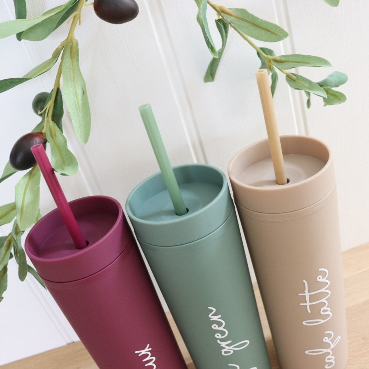 Personalized Skinny Matte Tumbler – 16oz Double Wall Cup with Straw | Gift for Her & Him