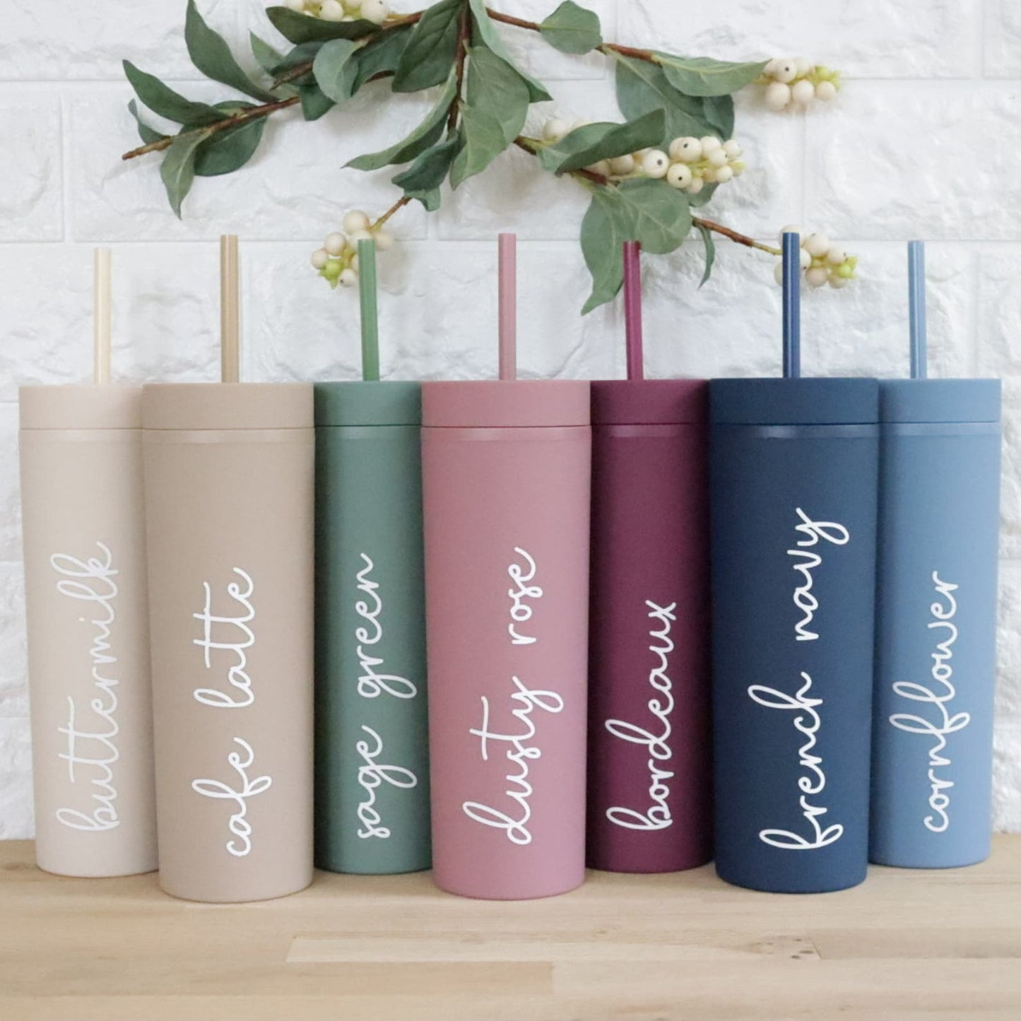 Personalized Skinny Matte Tumbler – 16oz Double Wall Cup with Straw | Gift for Her & Him