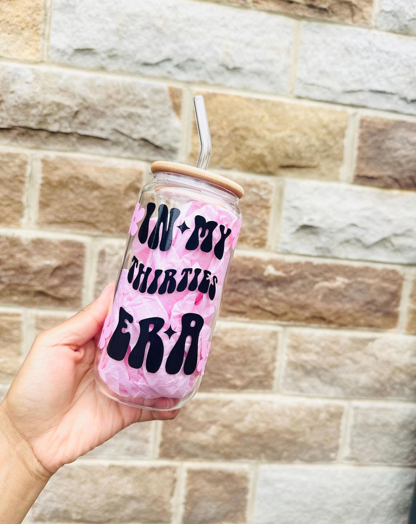 “In My Thirties Era” Glass Tumbler – Elegant Keepsake for Her | Gift for Mum, Daughter, or Best Friend