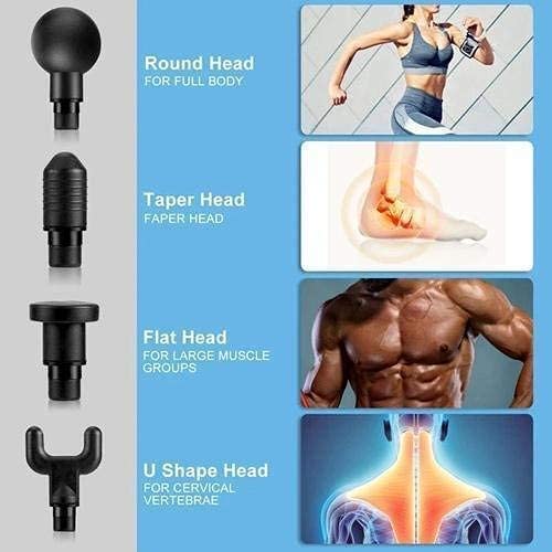 Homeezy Massage Gun for Full Body [With 4 Attachments] | Deep Tissue Body Massager for Pain Relief | Muscle Relaxation Tool | Ideal for Neck, Back, Legs & More | Compact & Powerful |
