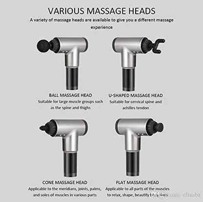 Homeezy Massage Gun for Full Body [With 4 Attachments] | Deep Tissue Body Massager for Pain Relief | Muscle Relaxation Tool | Ideal for Neck, Back, Legs & More | Compact & Powerful |