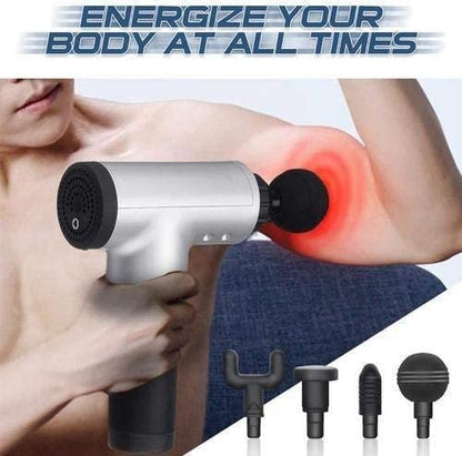 Homeezy Massage Gun for Full Body [With 4 Attachments] | Deep Tissue Body Massager for Pain Relief | Muscle Relaxation Tool | Ideal for Neck, Back, Legs & More | Compact & Powerful |