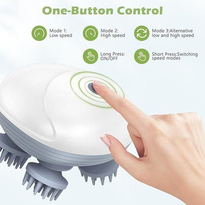 Scalp Massager, Rechargeable Electric Head Kneading Massager, 3 Speed Modes, Handheld Portable Head Scratcher Massager for Hair Growth, Deep Clean & Stress Relax.