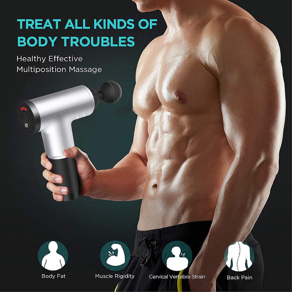 Homeezy Massage Gun for Full Body [With 4 Attachments] | Deep Tissue Body Massager for Pain Relief | Muscle Relaxation Tool | Ideal for Neck, Back, Legs & More | Compact & Powerful |