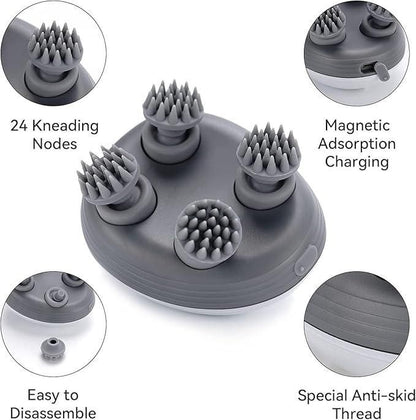 Scalp Massager, Rechargeable Electric Head Kneading Massager, 3 Speed Modes, Handheld Portable Head Scratcher Massager for Hair Growth, Deep Clean & Stress Relax.